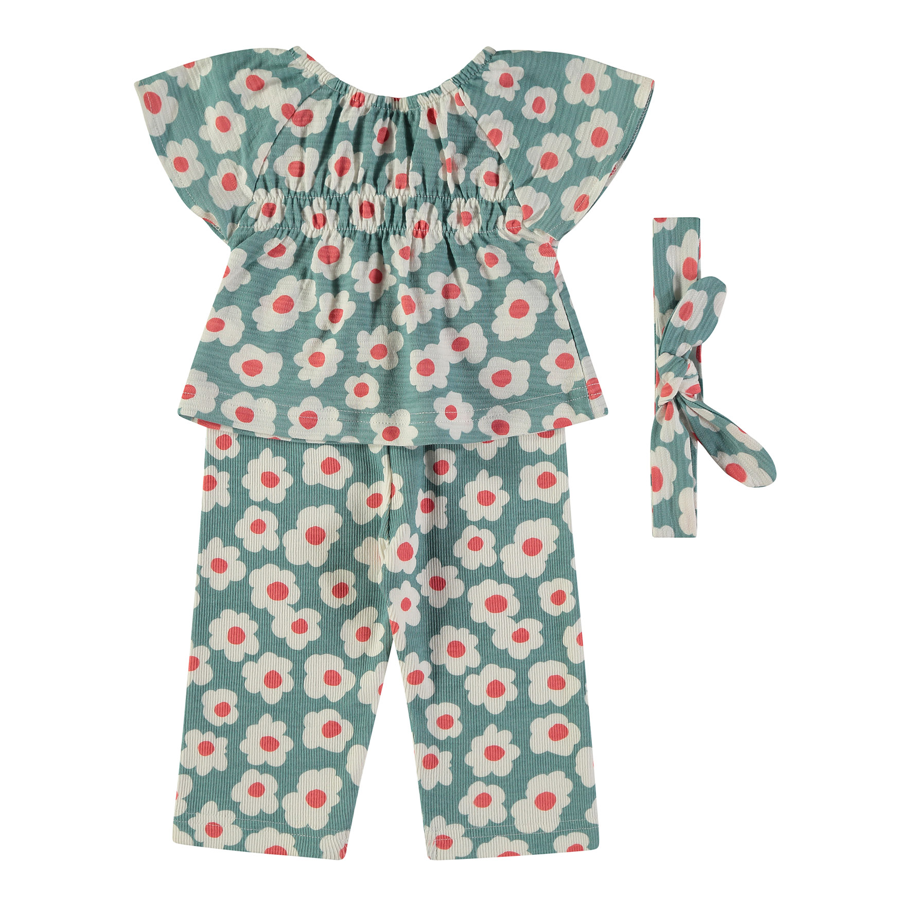 Conjunto top e calças flores