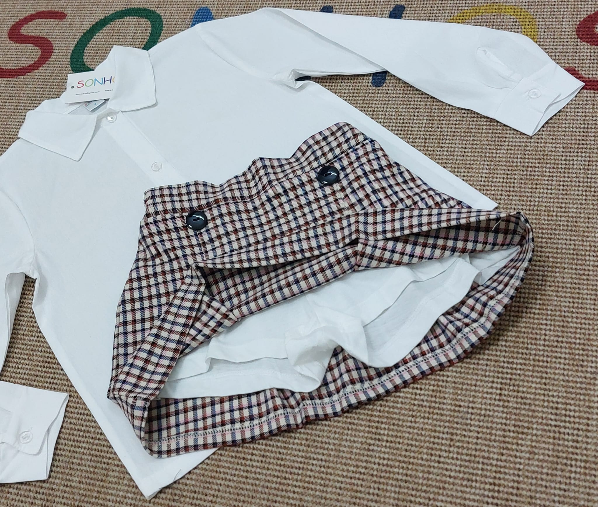 Conjunto saia calção xadrez