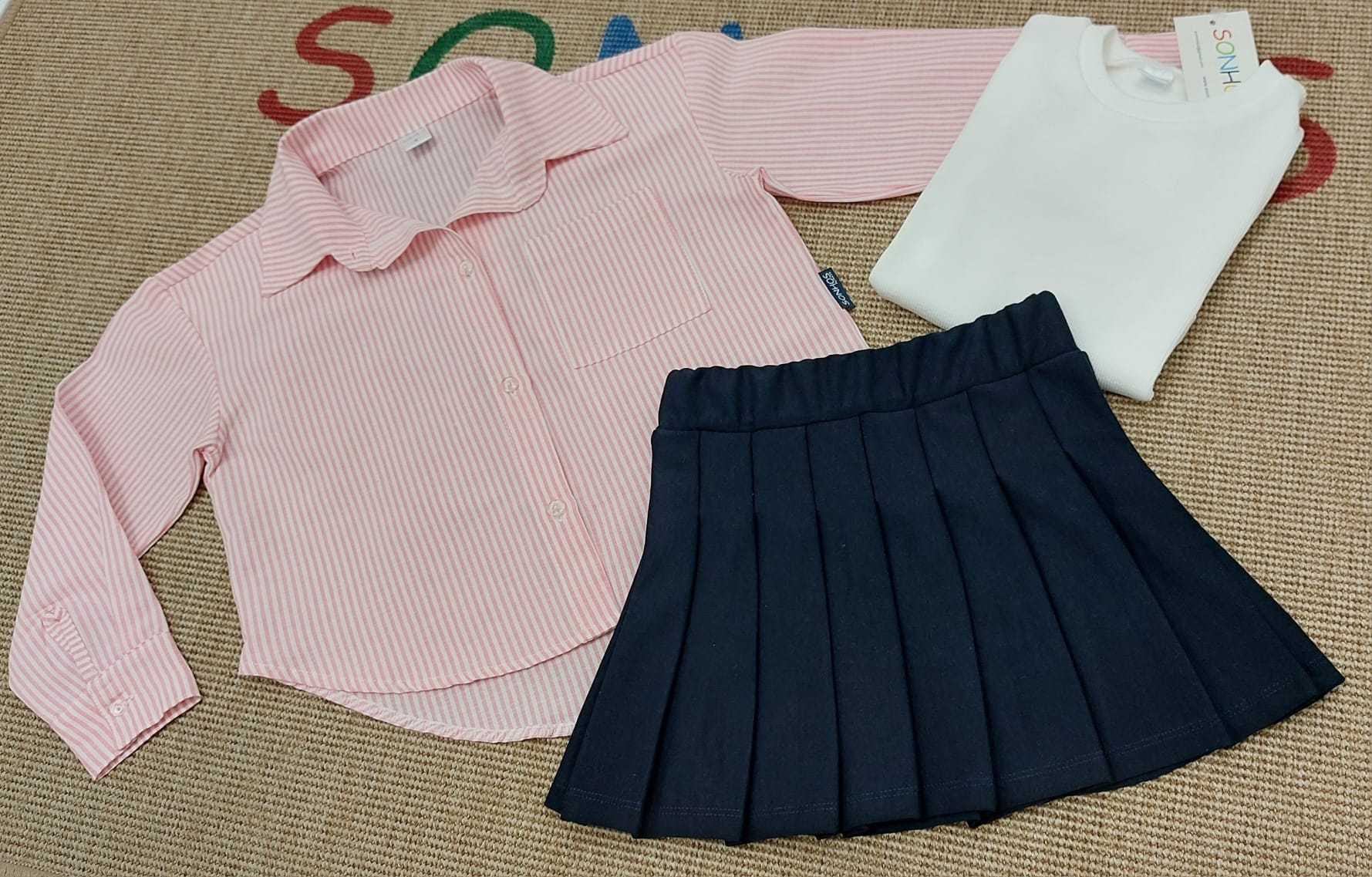 Conjunto 3 peças com camisa riscas Sonhoskid