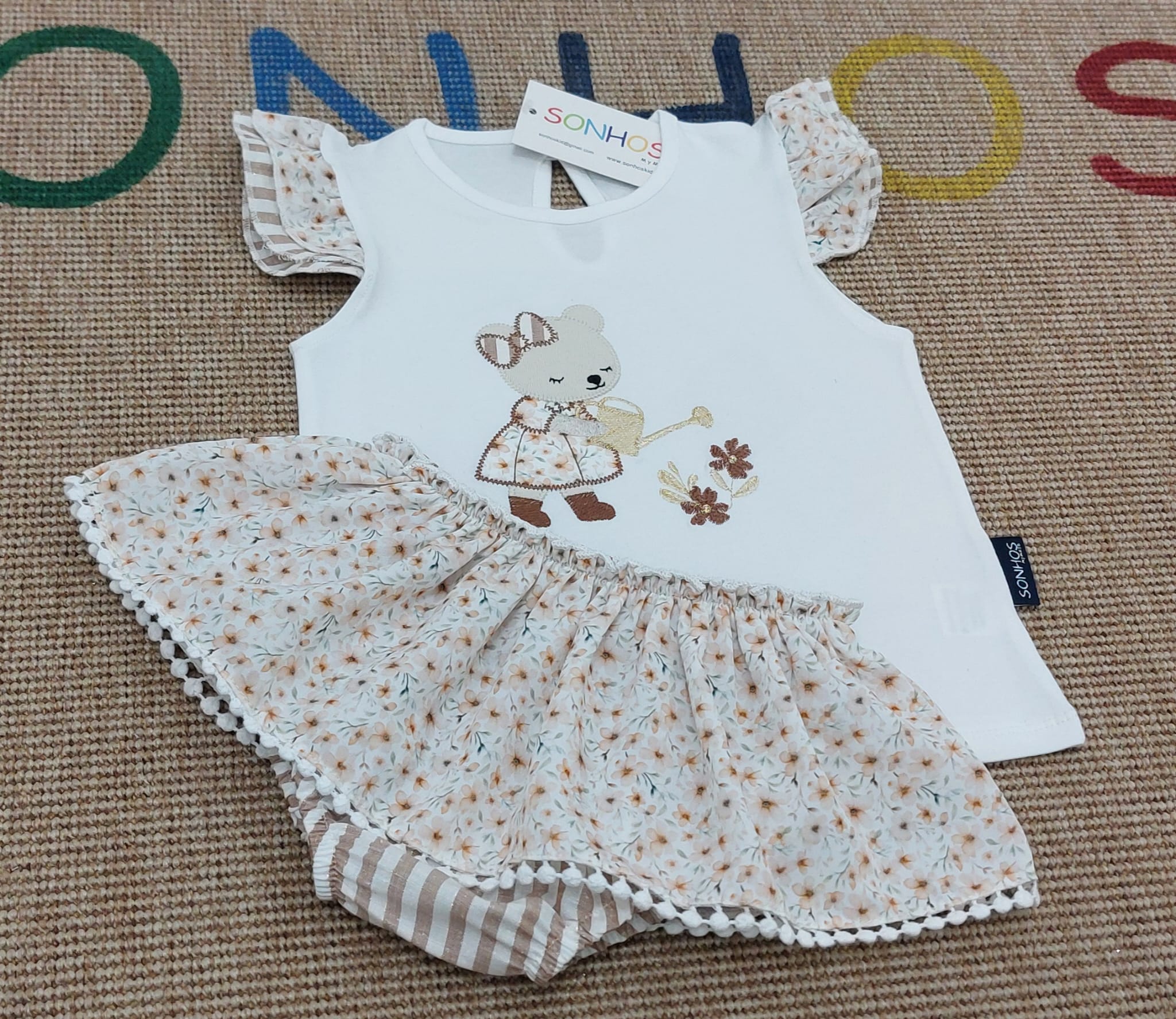 Conjunto ursinha bege