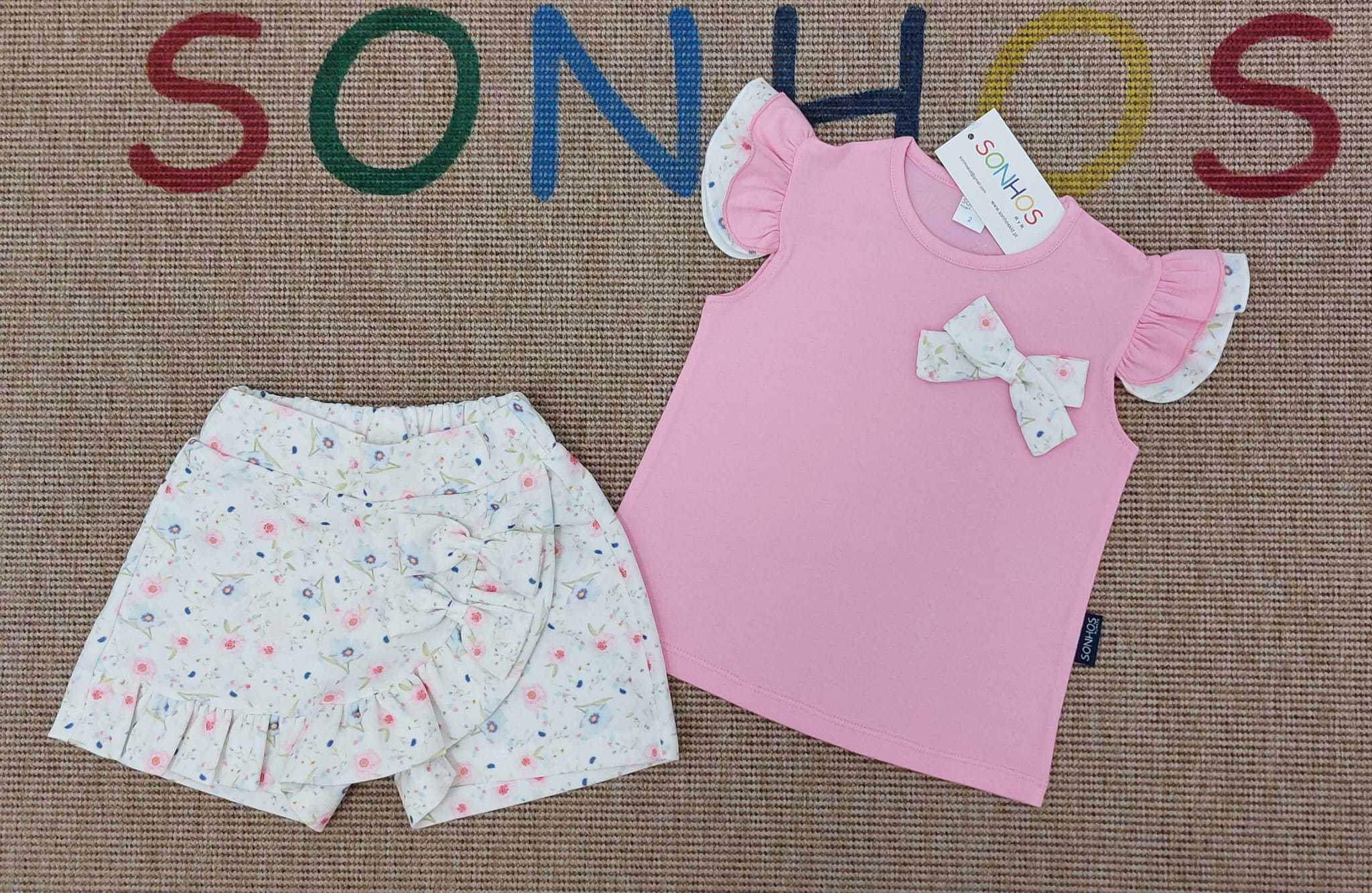 Conjunto saia- calção rosa