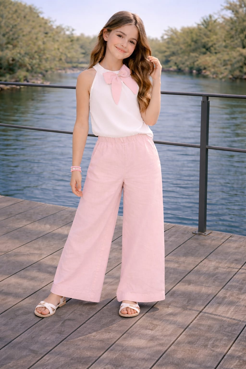 Conjunto pantalona blusa Laço grande