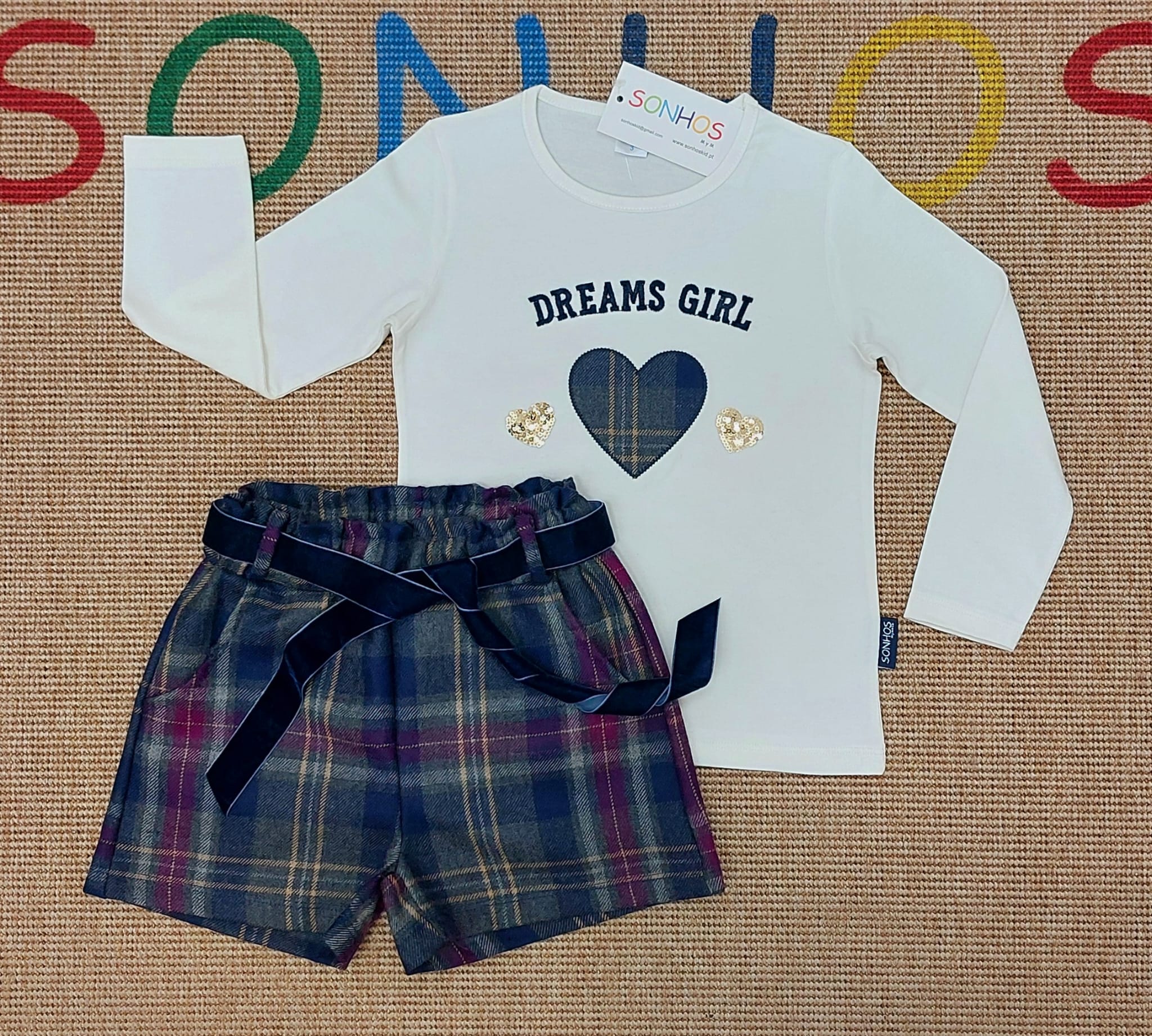 Conjunto calção xadrez Dreams girl Sonhoskid