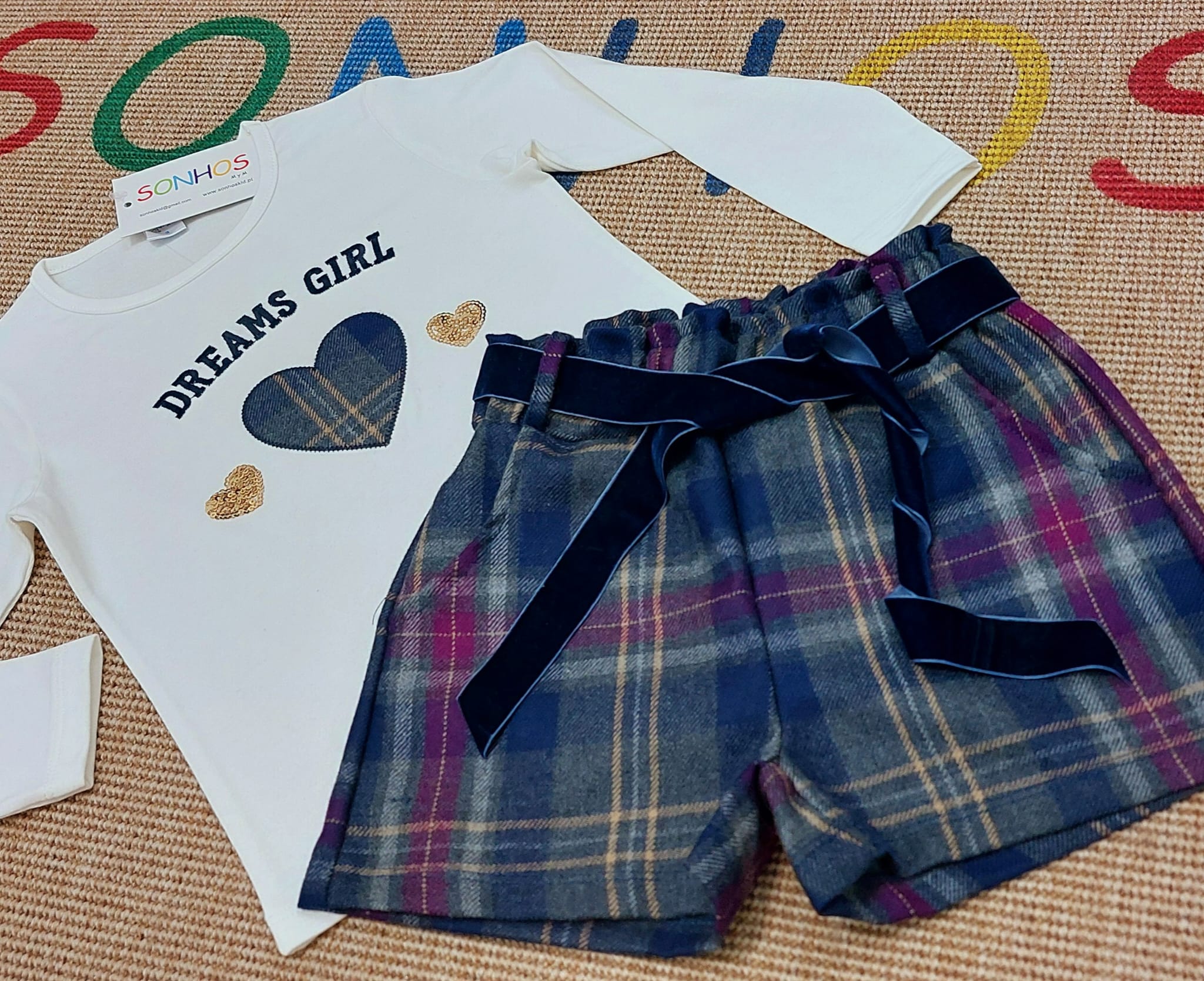 Conjunto calção xadrez Dreams girl Sonhoskid