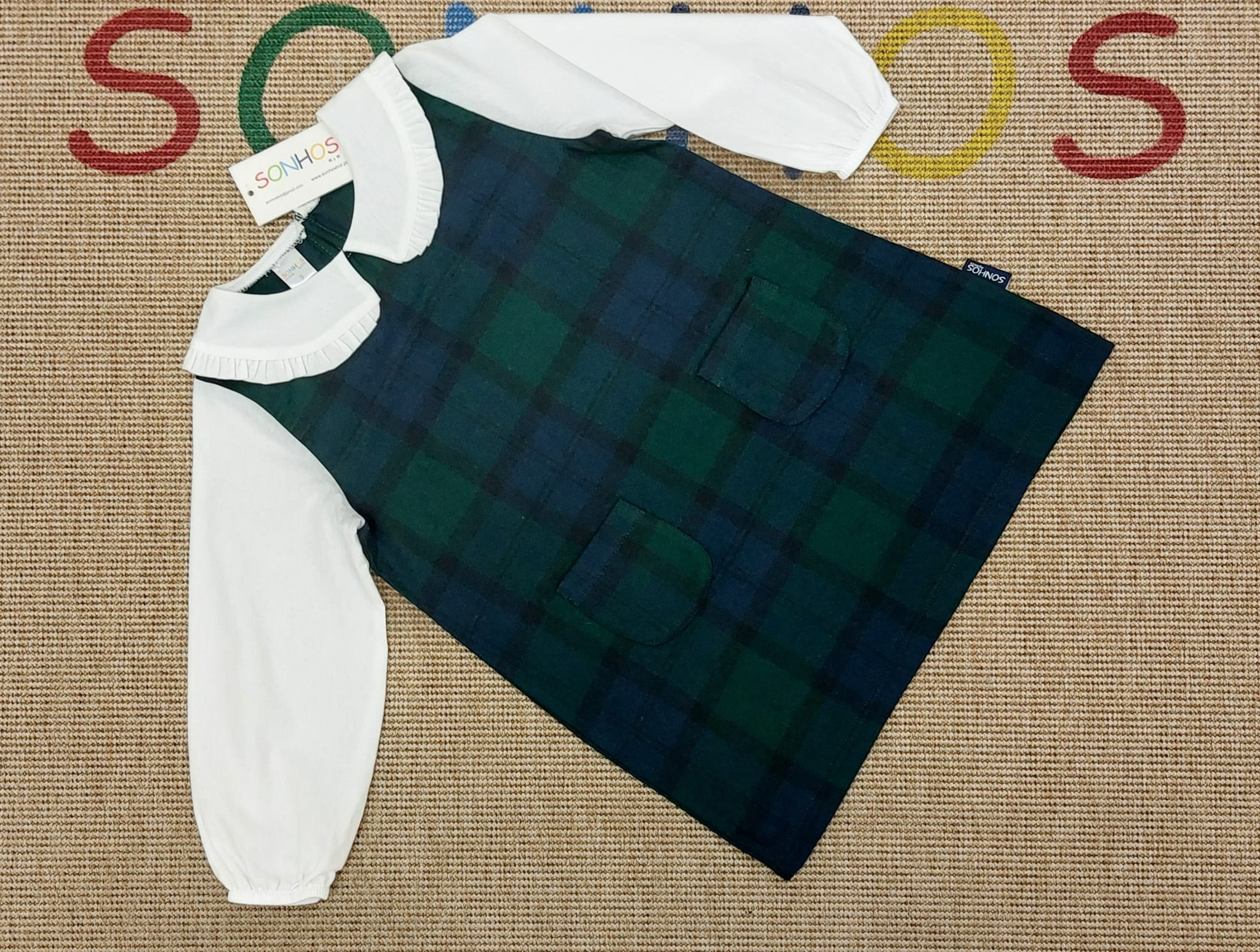 Vestido xadrez azul/verde